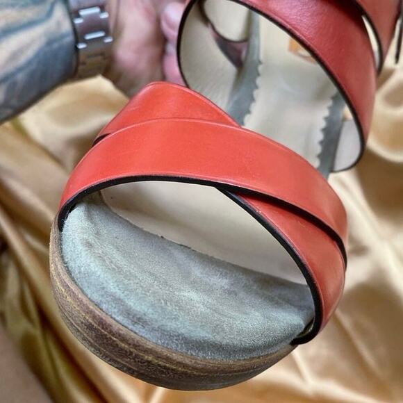 Reed Krakoff Coral Leather Platform Heels | Wedding Guest | Italian Summer Chic - Picture 5 of 14